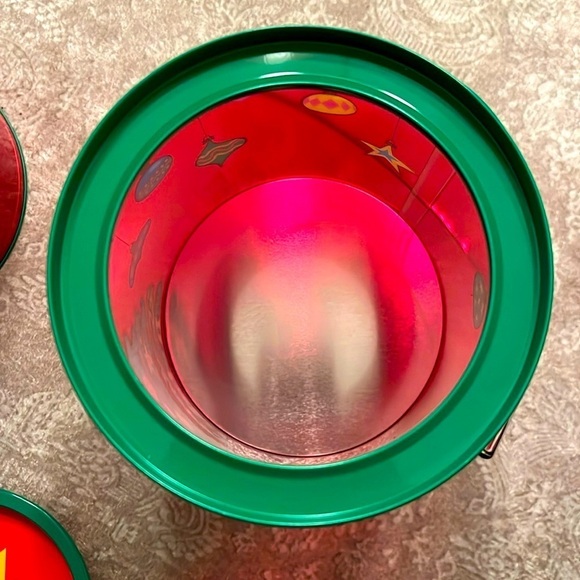 Brand New Set of 2 Christmas Tree Paint Can Cookie Holder Gift Set See Thru Red - Picture 6 of 12